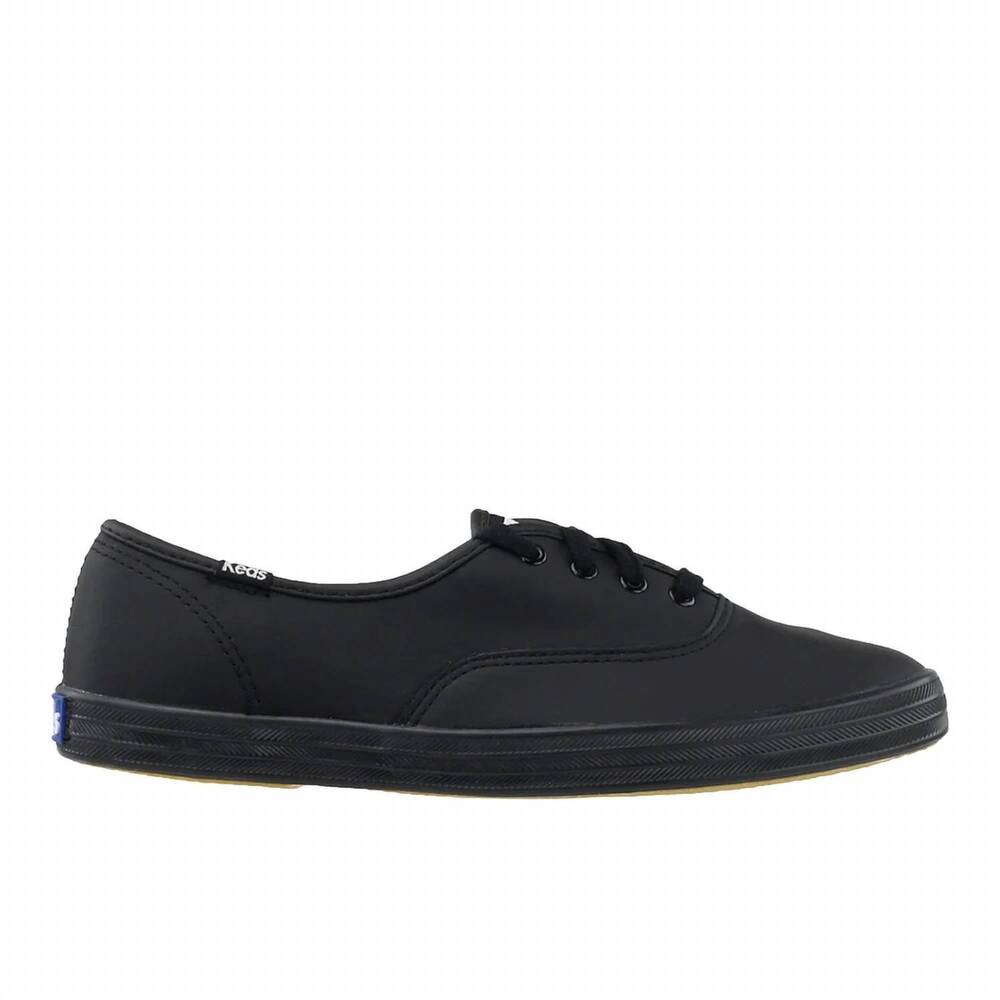 NEW KEDS women's champion lace up sneakers in black leather